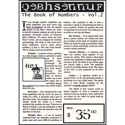 Book Of Numbers Volume Two (Qebhsennuf) by Docc Hilford - Trick