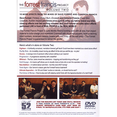 The Forrest/Francis Project Vol. 2 by Cameron Francis and David Forrest - DVD